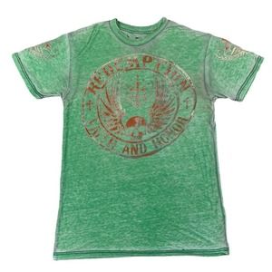 Raw State Redemption Men Green Short‎ Sleeve Crewneck Shirt Size Large